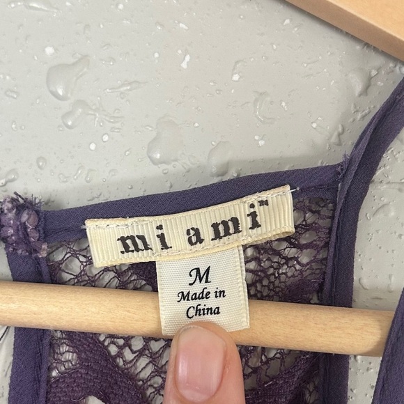 Miami Purple Lace Mini Dress Formal Stretch Comfy Wedding Guest Party Medium - Picture 2 of 5